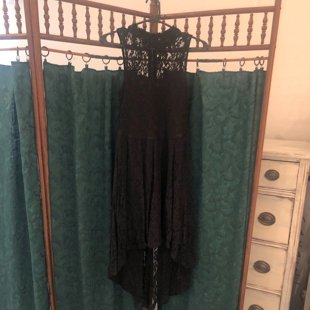 Black Lace High-Low Dress
